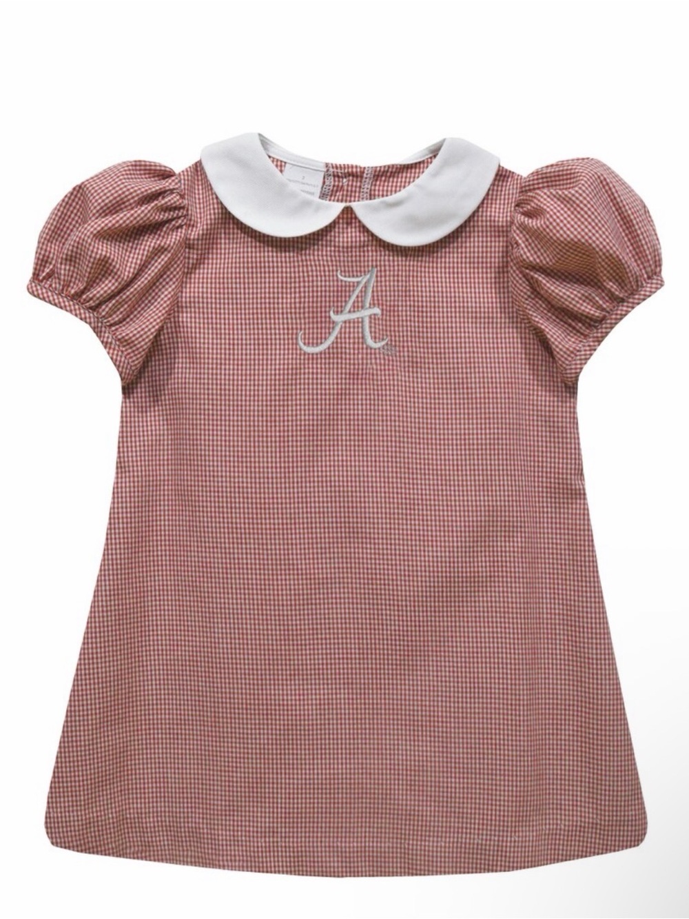 NWT Alabama Crimson Tide Girls' Gingham Dress with Peter Pan Collar